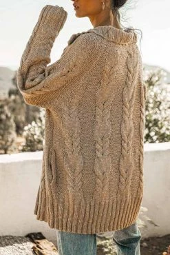 SINA Emmeline Cable-Knit Cardigan In Natural - FINAL SALE