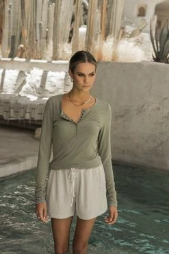 WORUI Ivanna Henley Top In Lavender - FINAL SALE