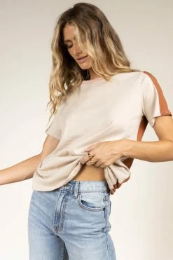 Tres Bien Owen Color Block Tee In Rust - FINAL SALE