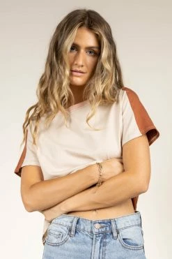 Tres Bien Owen Color Block Tee In Rust - FINAL SALE