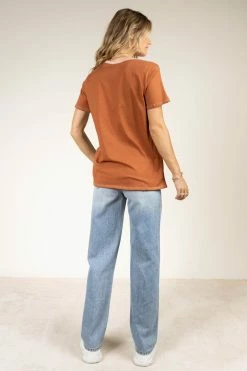 Tres Bien Owen Color Block Tee In Rust - FINAL SALE
