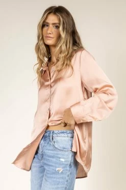 FUN 2 FUN Keagan Button Up In Blush - FINAL SALE