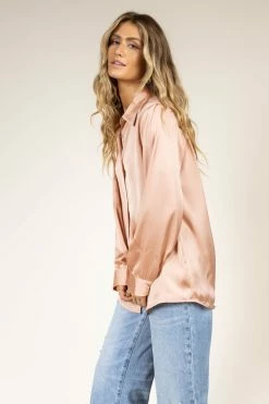 FUN 2 FUN Keagan Button Up In Blush - FINAL SALE