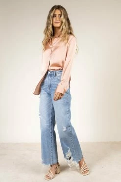 FUN 2 FUN Keagan Button Up In Blush - FINAL SALE