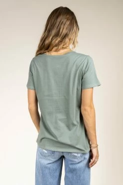 Tres Bien Owen Color Block Tee In Jade - FINAL SALE