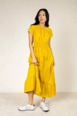SINA Averie Tiered Dress In Chartreuse - FINAL SALE