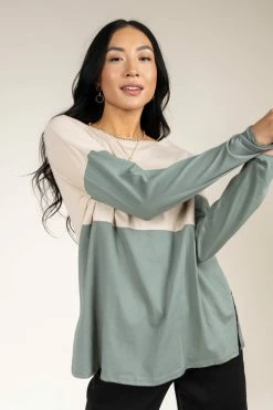 Tres Bien Tops Dallas Color Block Top In Jade