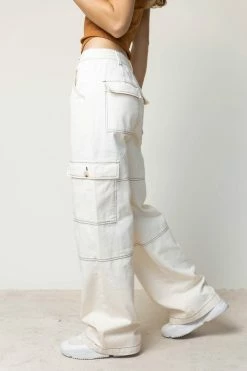 EMORY PARK Ramsey Wide Leg Pants In Ivory