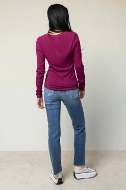 WORUI Ivanna Henley Top In Magenta - FINAL SALE