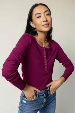 WORUI Ivanna Henley Top In Magenta - FINAL SALE