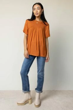 FUN 2 FUN Anne Blouse In Rust - FINAL SALE