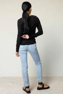 WORUI Ivanna Henley Top In Black - FINAL SALE