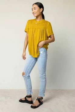 FUN 2 FUN Anne Blouse In Mustard - FINAL SALE Tops