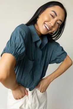 SINA Hartley Button Down In Teal