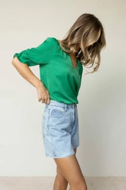 FUN 2 FUN Belinda Blouse In Kelly Green - FINAL SALE