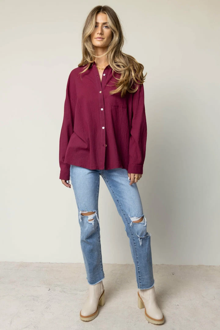 Best reviews of ๐งจ FUN 2 FUN Larissa Button Down Blouse In Burgundy - FINAL SALE ๐ 3 FUN 2 FUN Larissa Button Down Blouse In Burgundy - FINAL SALE