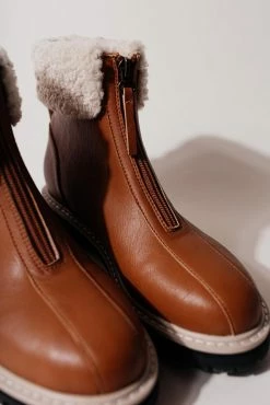 FREE SOUL/MIRACLE MILE Evangeline Zip Boots In Cognac - FINAL SALE