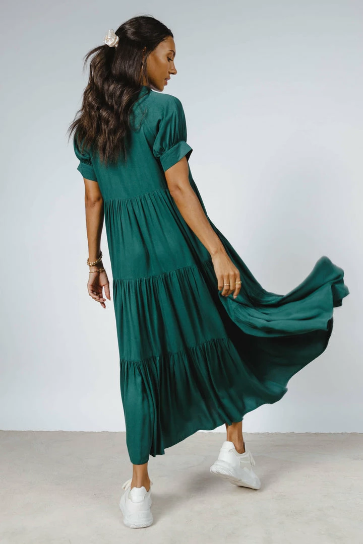 Cheapest ๐ Fore Collection Amanda Tiered ๐ Dress In Hunter Green ๐ 1 Fore Collection Amanda Tiered Dress In Hunter Green