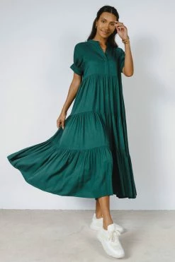 Cheapest ๐ Fore Collection Amanda Tiered ๐ Dress In Hunter Green ๐ 6 Fore Collection Amanda Tiered Dress In Hunter Green