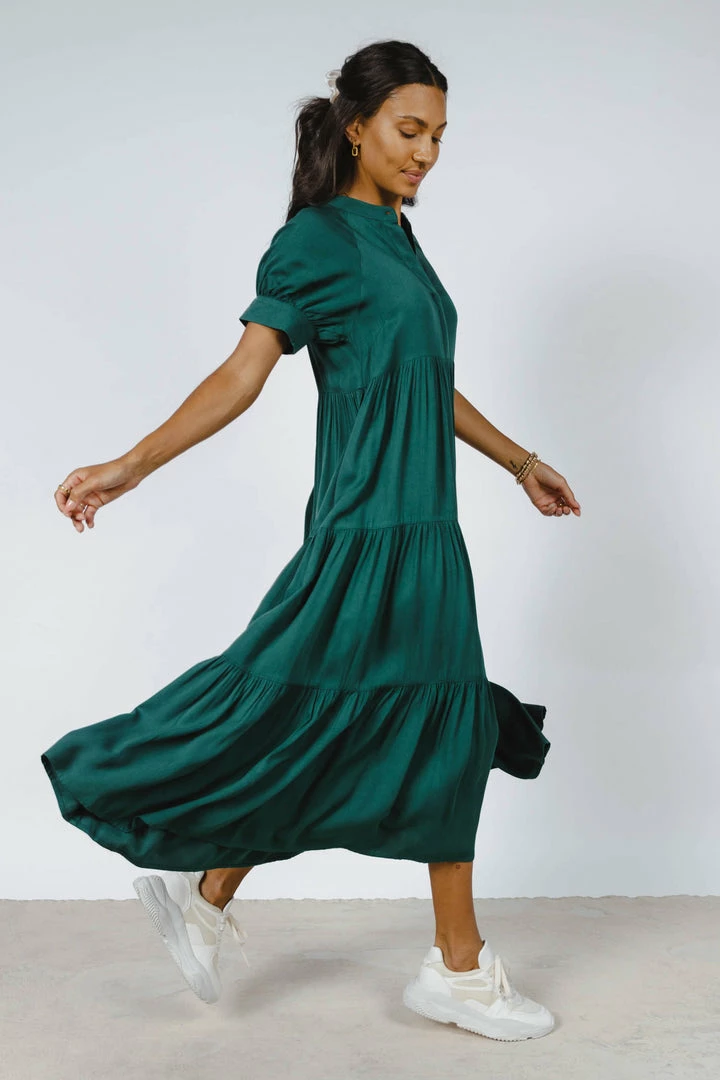 Cheapest ๐ Fore Collection Amanda Tiered ๐ Dress In Hunter Green ๐ 4 Fore Collection Amanda Tiered Dress In Hunter Green
