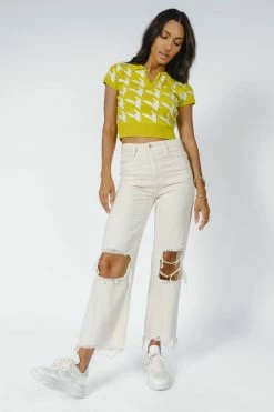BLANC Shae Cropped Top In Lime - FINAL SALE