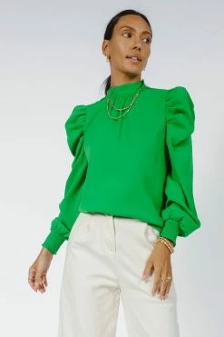 Flying Tomato Monroe Blouse In Green - FINAL SALE Tops