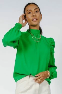 Flying Tomato Monroe Blouse In Green - FINAL SALE Tops