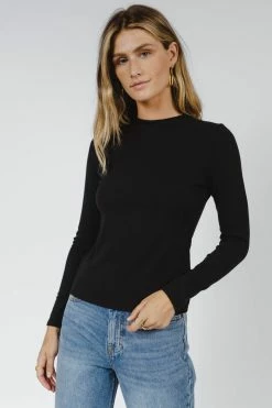 LIME N CHILI Arden Ribbed Top In Black - FINAL SALE