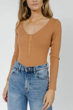 DRESS FORUM Robin Bodysuit In Tan - FINAL SALE Tops