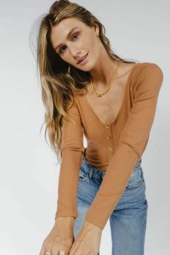 DRESS FORUM Robin Bodysuit In Tan - FINAL SALE Tops