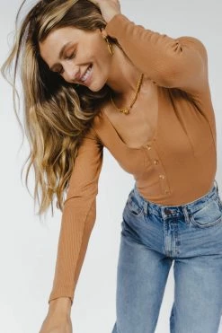 DRESS FORUM Robin Bodysuit In Tan - FINAL SALE Tops