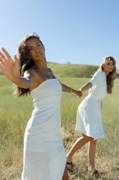 CRESCENT Tahiry Midi Dress In Ivory - FINAL SALE