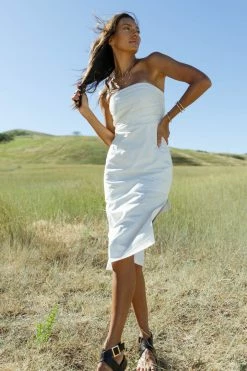 CRESCENT Tahiry Midi Dress In Ivory - FINAL SALE