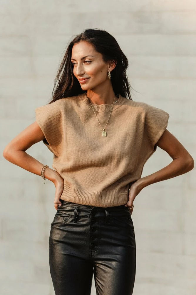 Discount ๐งจ SINA Geena Shoulder Pad Sweater In Olive ๐ 5 SINA Geena Shoulder Pad Sweater In Olive