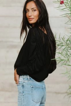 SINA Tops Trista Ruched Sleeve Top - FINAL SALE