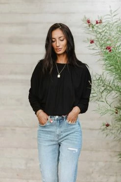 SINA Tops Trista Ruched Sleeve Top - FINAL SALE