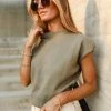 SINA Geena Shoulder Pad Sweater In Olive