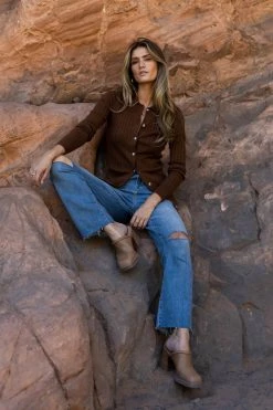 Buy 🥰 CRESCENT Leslie Cardigan In Brown - FINAL SALE 😀 10 CRESCENT Leslie Cardigan In Brown - FINAL SALE