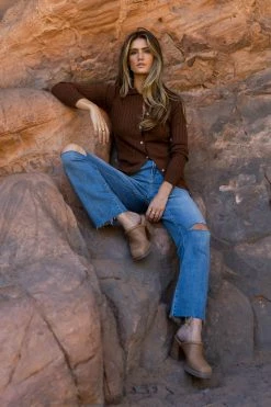 Buy 🥰 CRESCENT Leslie Cardigan In Brown - FINAL SALE 😀 12 CRESCENT Leslie Cardigan In Brown - FINAL SALE