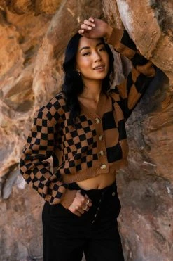 MITTO SHOP Tops Erin Cardigan Sweater In Copper