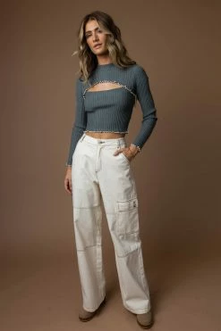 Deals π BLUE BLUSH Charlize Ribbed Top - FINAL SALE β€οΈ 12 BLUE BLUSH Charlize Ribbed Top - FINAL SALE