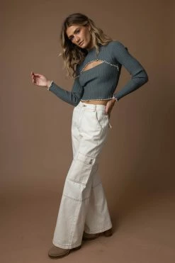 BLUE BLUSH Charlize Ribbed Top - FINAL SALE