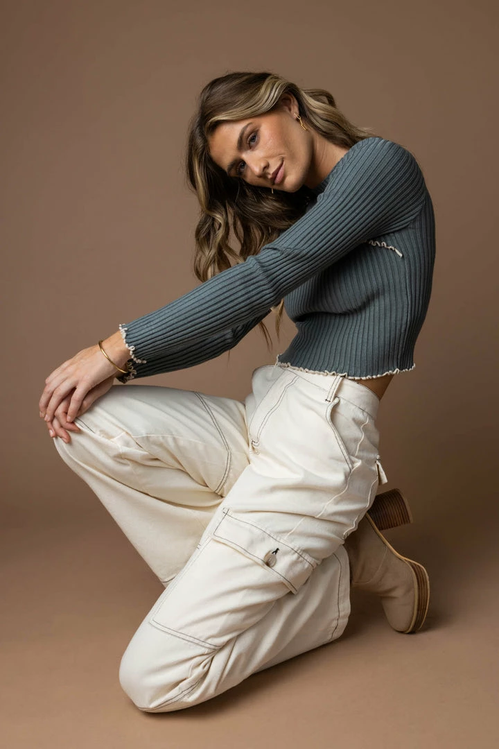 Deals π BLUE BLUSH Charlize Ribbed Top - FINAL SALE β€οΈ 6 BLUE BLUSH Charlize Ribbed Top - FINAL SALE