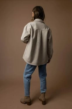 Best Pirce 🔔 LOVE TREE Brinkley Shacket In Oatmeal - FINAL SALE 👏 9 LOVE TREE Brinkley Shacket In Oatmeal - FINAL SALE