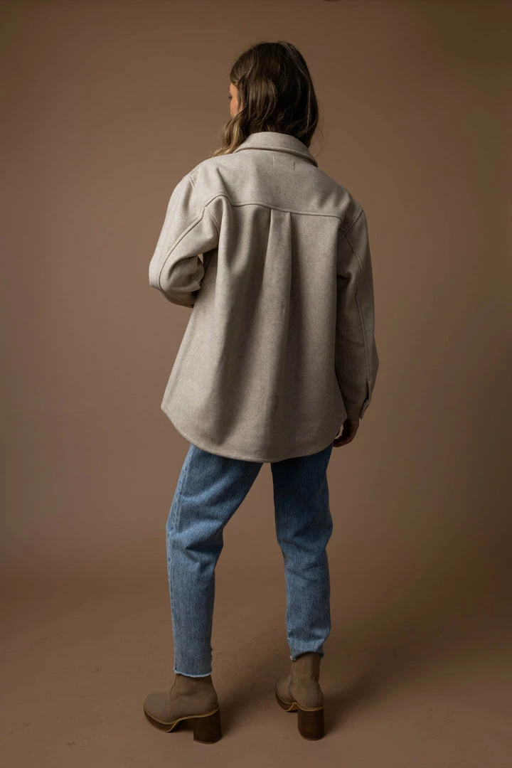 Best Pirce 🔔 LOVE TREE Brinkley Shacket In Oatmeal - FINAL SALE 👏 5 LOVE TREE Brinkley Shacket In Oatmeal - FINAL SALE