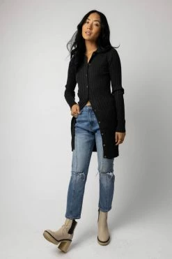 CRESCENT Leslie Cardigan In Charcoal - FINAL SALE