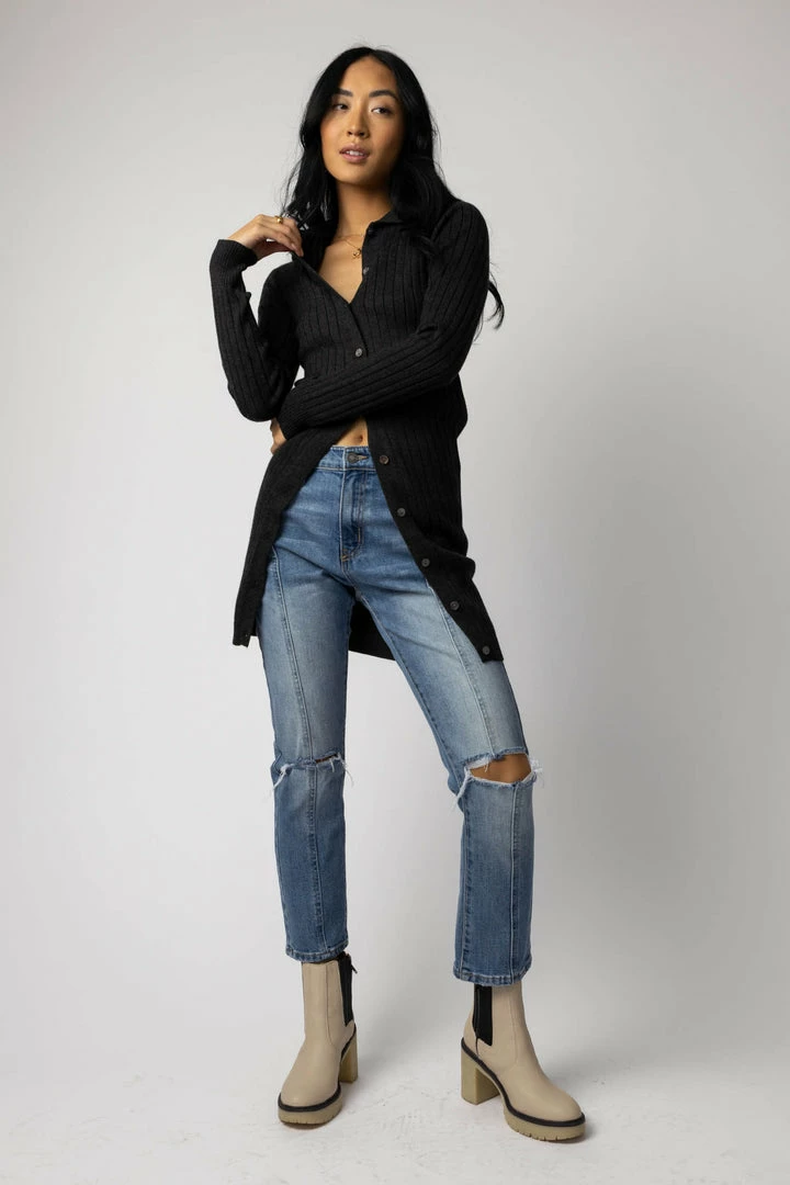 Best Pirce π CRESCENT Leslie Cardigan In Charcoal - FINAL SALE π― 3 CRESCENT Leslie Cardigan In Charcoal - FINAL SALE