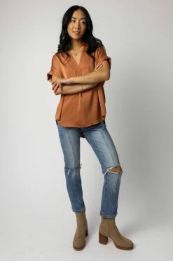 Mustard Seed Stacy Blouse In Cinnamon - FINAL SALE