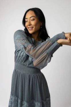 CALISTA Lilith Midi Dress In Slate Blue - FINAL SALE