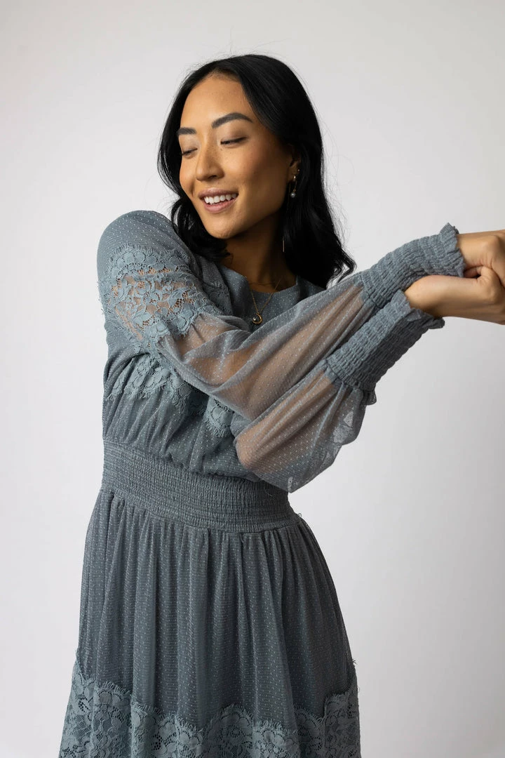 New π CALISTA Lilith Midi π Dress In Slate Blue - FINAL SALE π 2 CALISTA Lilith Midi Dress In Slate Blue - FINAL SALE